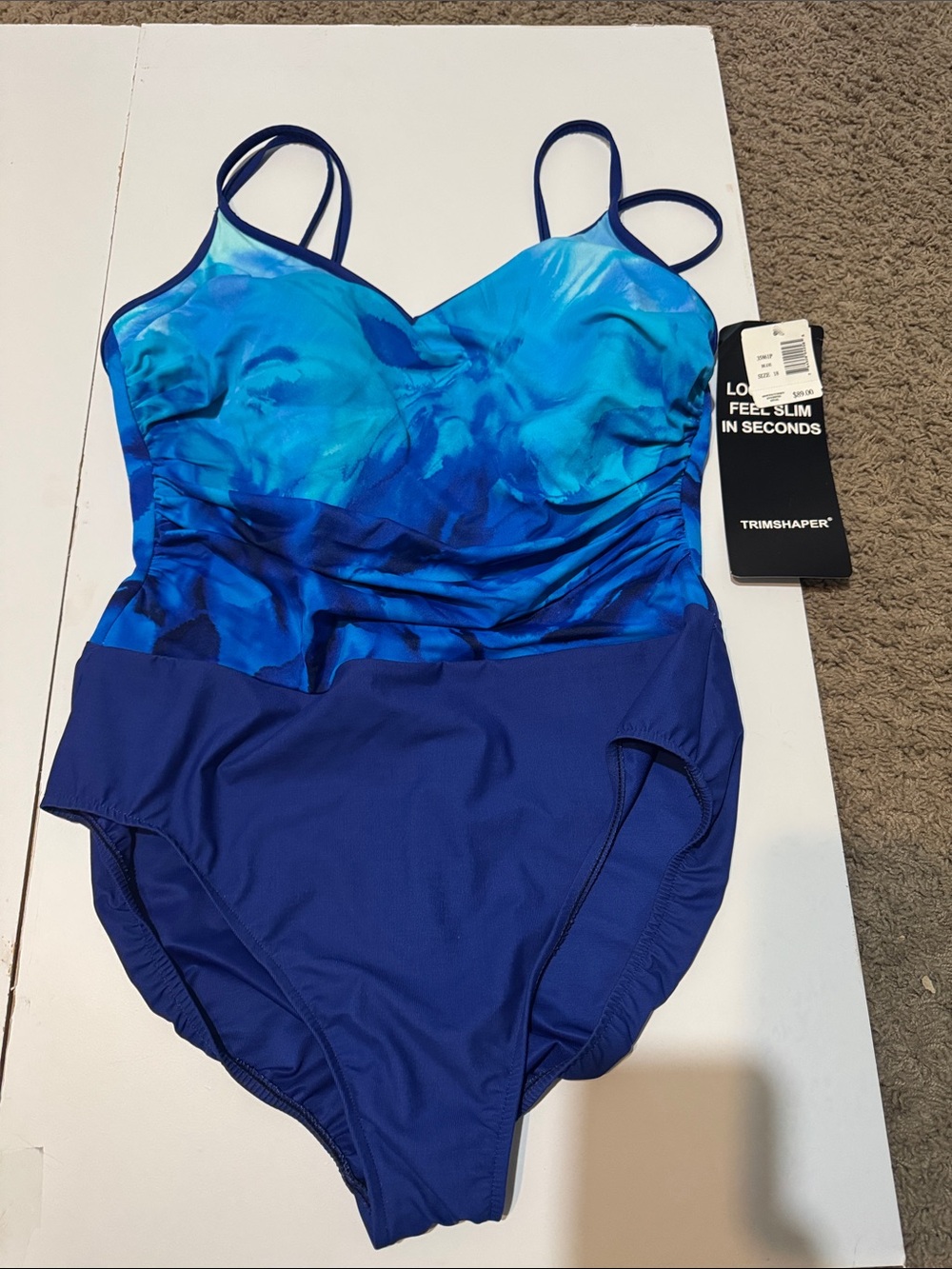 Trimshaper Blue One-Piece Swimsuit size 18 NWT